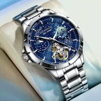 ---Fashion mens watch238814✆ The starry sky watches waterproof luminous new multi-function wrist watch hollow out mechanical recreational automatically