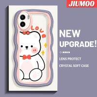 JIUMOO เคสสำหรับ VIVO Y15s Y15a Y01เคสเชอร์รี่น่ารักลายหมีมาการองคอลอร์ขอบคลื่นกันกระแทกแบบใสนิ่มเคสมือถือกล้องสร้างสรรค์เคสป้องกันการตกหล่นฝาครอบป้องกันซิลิกาเจลใหม่