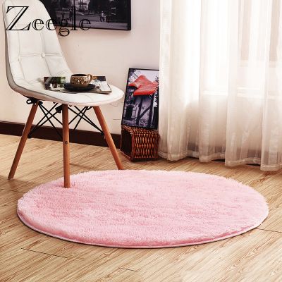 （A SHACK） Fluffy RoundRug ForRoom Bedroom Decor Floor Mat Shaggy Area Rug Long Plush CarpetRoom Anti-SlipRug
