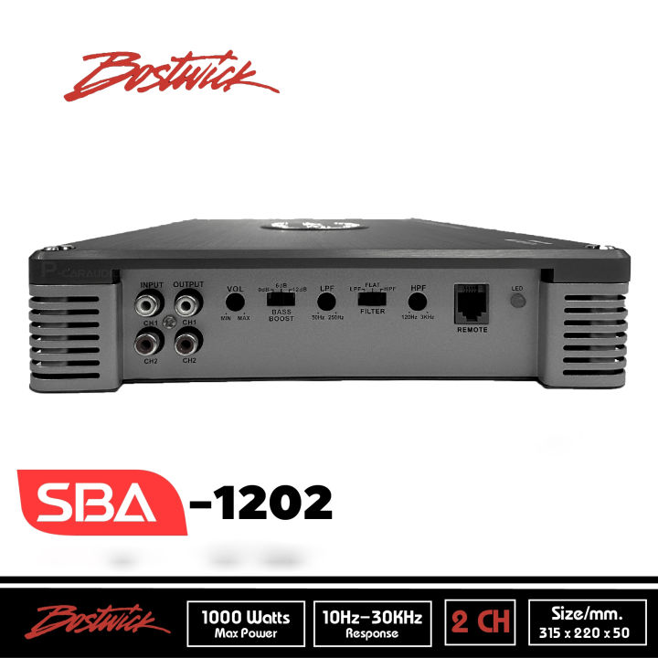 เพาเวอร์แอมป์-bostwick-รุ่นsba-1202-power-amp-2ch-ใช้ขับดอกลำโพงซับวูฟเฟอร์-10นิ้ว-โครงปั้ม-กำลังขับ-1000w-เตรื่องเสียงติดรถยนต์