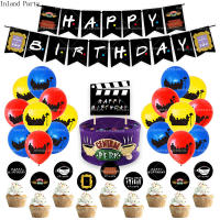 1SET Friends Show Themes Happy Birthday Banner Birthday Party Decorations Balloons Cake Topper Happy Birthday Garland Flags