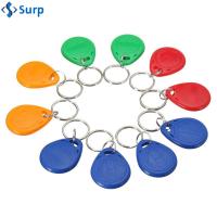 SURP 10pcs Color Random พลาสติก ทำซ้ำ เขียนซ้ำได้ เขียนได้ โทเค็นความใกล้ชิด บัตร RFID แท็ก ID KeyFobs T5577