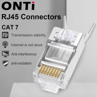 Onti เชื่อมต่อ RJ45ตัวเชื่อมสายเคเบิลเครือข่าย10/50/100ชิ้น Cat6a RJ45ปลั๊กป้องกัน FTP เชื่อมต่อเครือข่าย8P8C