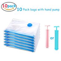 5/10pcs Durable Vacuum Storage Bags For Clothes Pillows Bedding Blanket More Space Save Compression Travel Hand Pump Seal Zipper