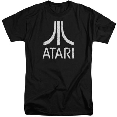Atari Tall Tshirt Distressed White Logo Black Tee