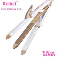 ✒◘ KEMEI 3 in 1 Ceramic Straightener Curler Hair Iron with Comb Corn Clip Curling Iron Straightening Iron prancha alisadora KM-1213