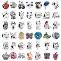 ☜✔ 2023 New Animal Cat Panda Bear Butterfly Lion Snake Diy Bead Fits European Pandora Charm Bracelets Jewelry Accessories