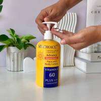 ครีมกันแดด  My choice  SPF 60 PA+++ มาใหม่ในแบบฝาปั๊มขวดใหญ่ขนาด 450 กรัมปกป้อง​ผิว​ของ​คุณ​จาก UVA/UVB ไม่ให้หมองคล้ำพร้อมด้วยวิตามิน​ A วิตามิน​ C