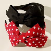 Cute Wide Bow Knotted Headband for Women Hairband Dots Print Bow Headband Hair Bezel Headband Girls Red Hair Turban