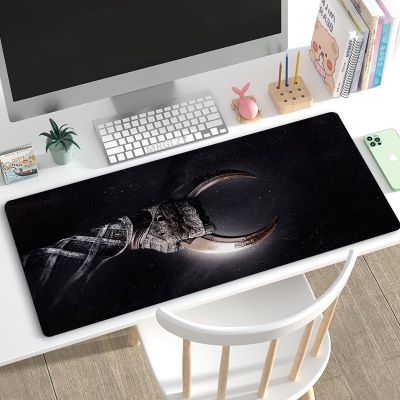 Moon Mouse Pad Table Pad แผ่นรองเมาส์เกมสีดำพรมยาง 40 * 90 ซม. แผ่นรองเมาส์คีย์บอร์ดขนาดใหญ่ XXL ตกแต่งห้อง