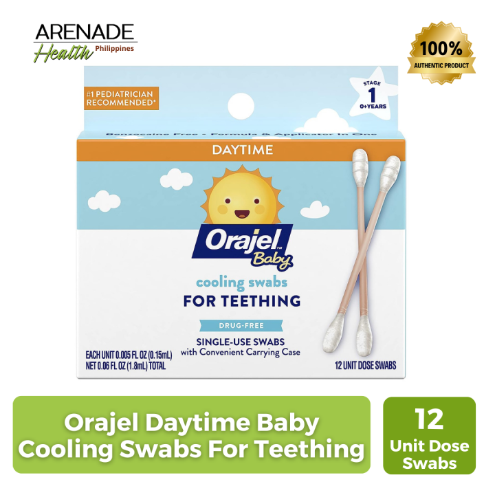 Orajel Daytime Baby Cooling Swabs For Teething 12 Unit Dose Swabs