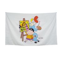 【Ready】? Crayon Shinchan background cloth rental house bed girl heart cute anime hanging cloth student dormitory wall cloth painting