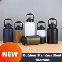 Spot goods2L/64oz Outdoor Stainless Steel Thermal Bottle Convenient Handle Vacuum Cup Large Capacity Direct Water Bottle Sports Ice Bucket