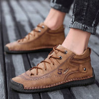 ร้อน, ร้อน★Leather Men Casual Shoes British Style Comfortable Men Fashion Walking Shoes Big Size Brown Black Man Soft Flat Footwear