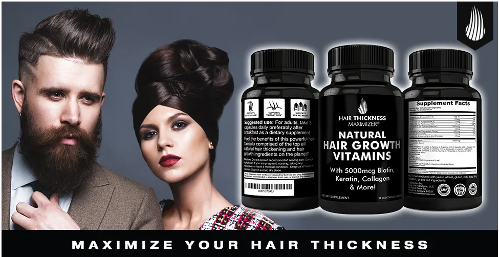 Hair Thickness Maximizer Natural Hair Growth Vitamins - Hair Regrowth  Vitamin Supplement with Biotin 5000 mcg, Collagen, Saw Palmetto. Stop Hair  Loss, get Thicker Hair for Men, Women. Made in USA | Lazada PH
