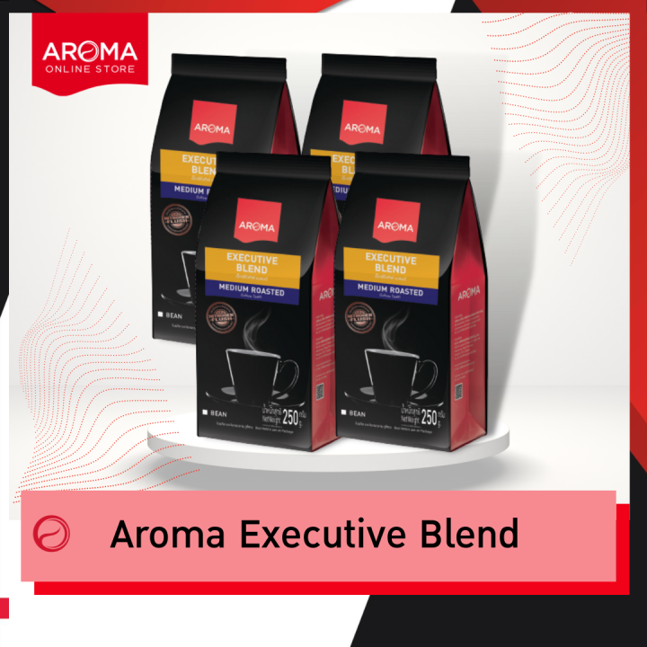 aroma-coffee-เมล็ดกาแฟคั่ว-executive-blend-ชนิดเม็ด-250-กรัม-ซอง