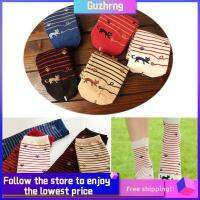 GUZHRNG Cute Cartoon Animal Colorful Footprint Cat Stripe Cotton Socks Ankle High