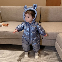 0-3T Baby Winter Plus Velvet Thick Waterproof Clothes Girl Romper Warm Jumpsuit Overalls Hooded Outerwear Snowsuit Boy Overalls