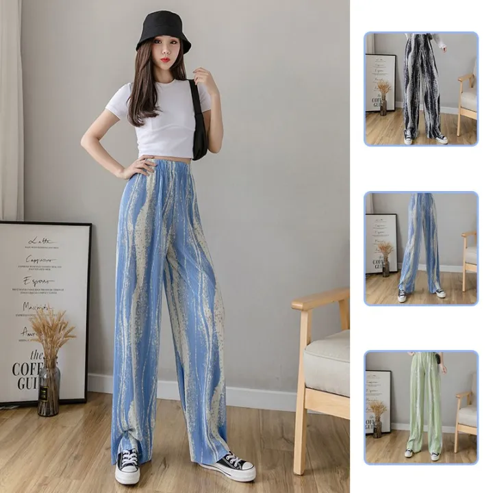 Tie-dye Pleated Casual Pants Women's High Waist Thin Summer