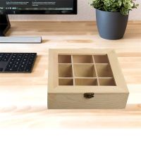 Morris8 9 Compartments Tea Box Organizer Wood Sugar Packet Container Wooden Bag Jewelry Chest Storage