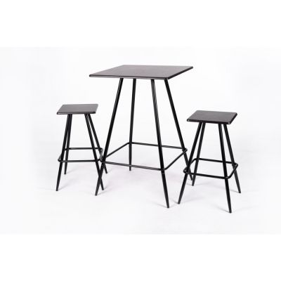 Bar table set (table 1+chairs2) Table : 60x60x94 cm. Chair : 38.5x38.5x64 cm. - Black
