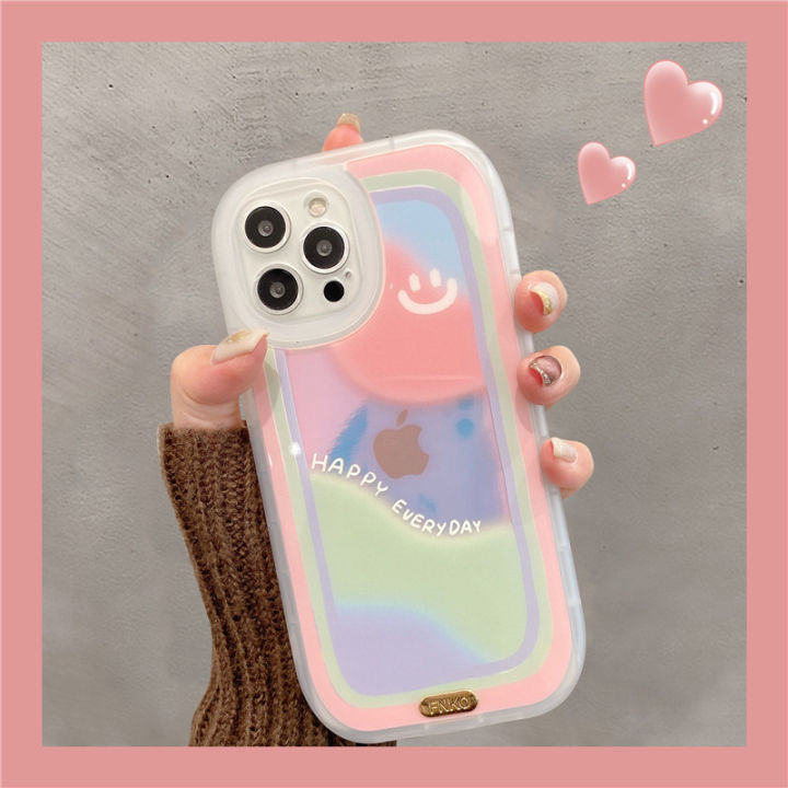 เลเซอร์สายรุ้งเคสโทรศัพท์สำหรับ-apple-12-stick-รูปยิ้มเคสโทรศัพท์สำหรับ-iphone-13-11-หญิง-xsmax-สุทธิสีแดง-x-xr-น่ารักซิลิโคนป้องกันการตก-soft-case-สำหรับ-iphone-8-plus