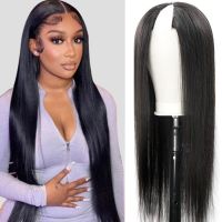 【jw】♙ V Part Wig Human Hair 30 Inch Straight Tape In Perruque Cheveux Humain Clip Glueless Go Already