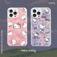 น่ารักเป็นคู่ชุบไฟฟ้ารูปแบบการ์ตูนแมวคิตตี้สำหรับ IPhone 14 13 12 11 Pro Max เคสโทรศัพท์แฟชั่นความคิดสร้างสรรค์