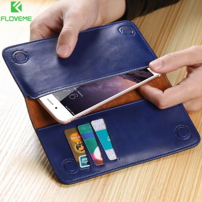 ✼♠ FLOVEME 5.5 Inches Genuine Leather Wallet Phone Bag Case for Samsung Galaxy S9 S8 Plus S7 S6 Mobile Card Wallet for iPhone7 Plus