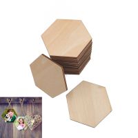 【YF】❐™✓  5pcs 100mm 3.93inch Hexagon Pieces Wood Slices Blank Cutouts for Crafts Coasters