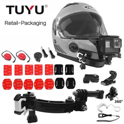 【hot】☈  TUYU Mount Base Motorcycle Helmet Bracket for sj4000 Xiao mi HERO 9 8 7 6 5 EKEN 4 Ways Turntable Buckle