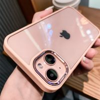 หรูหราใสฮาร์ดกลับกันกระแทกกรณีสำหรับ iPhone 14พลัส13 12 11 Pro Max โลหะเลนส์ป้องกันซิลิโคนกันชนฝาครอบ