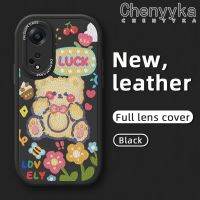 เคส Chenyyka สำหรับ OPPO A98 5G A1 5G F23 5G เคสโทรศัพท์หมีน่ารักแฟชั่นบางลายดีไซน์ใหม่นุ่มหนังเคสป้องกันกล้องฝาปิดด้านหลังเลนส์เต็มรูปแบบเคสกันกระแทก