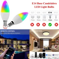 Homekit E14หลอดแอลอีดีอัจฉริยะ Wifi RGB + CW แอปสีสันสดใสหรี่แสงได้โคมไฟเทียนไขควบคุมการทำงานร่วมกับ Alexa Google Siri