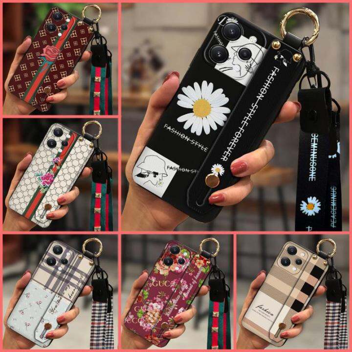 lanyard-wrist-strap-phone-case-for-redmi12-4g-back-cover-waterproof-kickstand-protective-ring-shockproof-phone-holder