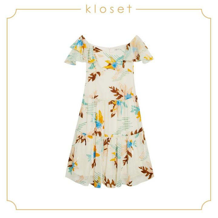 kloset-off-shoulder-burn-out-dress-ss19-d008-เดรสผู้หญิง-เสื้อผ้าผู้หญิง-เสื้อผ้าแฟชั่น-เดรสสั้น-เดรสปาดไหล่