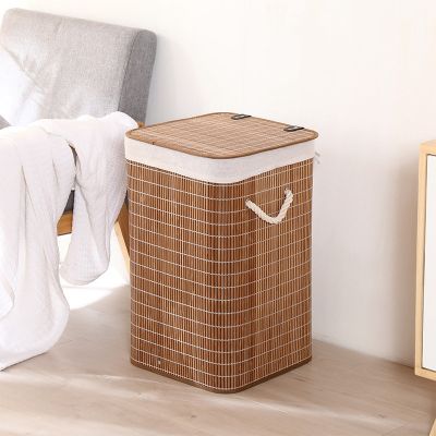 Clothes Storage Basket Laundry Dirty Clothes Storage Bucket Bamboo Basket Container Foldable Organizer Storage Basket