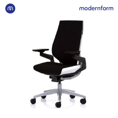 Modernformเก้าอี้ Steelcase ergonomic รุ่นGesture พนักพิงกลางสีเงิน แบบ Wrap  โครงเงิน หุ้มผ้าดำ เก้าอี้เพื่อสุขภาพ เก้าอี้ผู้บริหาร เก้าอี้สำนักงาน