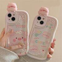 เคสฝาหลังนิ่มลายหมูกากเพชรส่องแสงเป็นประกายวิบวับทรายเหลว3D J13น่ารักสำหรับ14 13 12 11 Pro Max