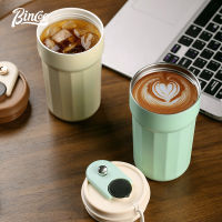 BINCOO 316แก้วกาแฟสแตนเลสแบบพกพาตรงถ้วยเครื่องดื่มกระติกน้ำร้อนสำหรับรถยนต์สำนักงานกลางแจ้ง450ML