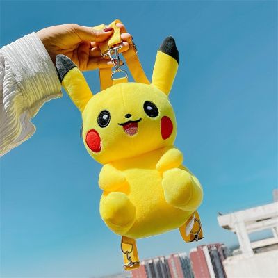 Pokemon Pikachu Plush Backpack Japanese Anime Cartoon Animals Pikachu Childrens Schoolbags Doll Christmas Birthday Gifts