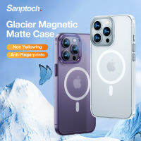 Sanptoch Glacier เคสแม่เหล็กติดโทรศัพท์,สำหรับ iPhone 14/13/12 Pro Magsafe ฝาแข็งเคลือบโปร่งแสงสำหรับ iPhone 14 Plus เคสเป็นมิตรกับผิวแบบบาง