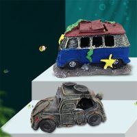 Resin Wreck Broken Bus Vehicle Truck Car Ornament Fish Shrimp Shelter Hiding Cave House Fish Tank Aquarium Landscaping Accessory