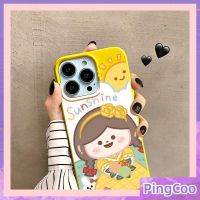 PingCoo - Candy Case For iPhone 14 13 12 11 Plus Pro Max XR TPU Soft Glossy Yellow Case Cute Cartoon Sunshine Girl Camera Protection Shockproof Back Cover