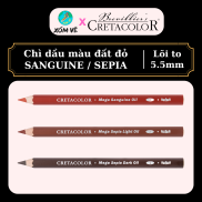 Chì màu dầu nâu Sanguine, Sepia lõi to 5.5mm CRETACOLOR