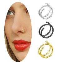 Double Nose Hoop Ring Single Surgical Stainless Steel Spiral Nose Ring Piercing Septum Earring Hoop for Women Sexy Accessories