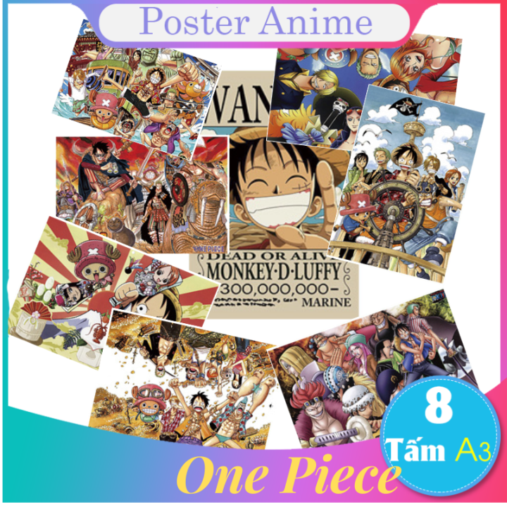 HOT] Set 8 tấm tranh poster A3 One Piece anime siêu chất 