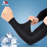 WEST BIKING Ice Silk Sports Arm Sleeves Cycling Sun UV Protection Outdoor Travel Running Gym Fitness Cool Summer Arm Sleeves