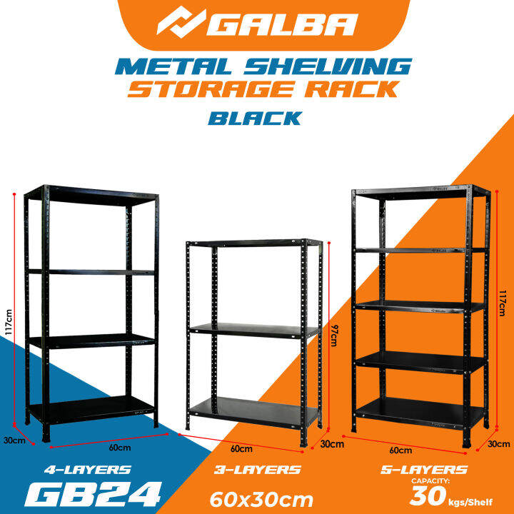 GB AllMetal Storage Shelves 3, 4 and 5 Layers Adjustable Steel Rack