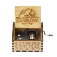 Antique Wooden Carved Jurassic Park Music Box Hand Cranked Music Box Birthday Christmas Gift Casket Decoration